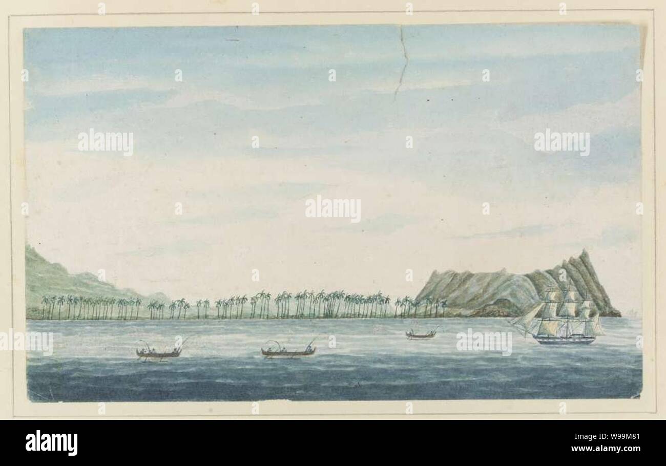 Diamond Point, Honolulu, Sandwich Islands, ca. 1850 Stock Photo Alamy