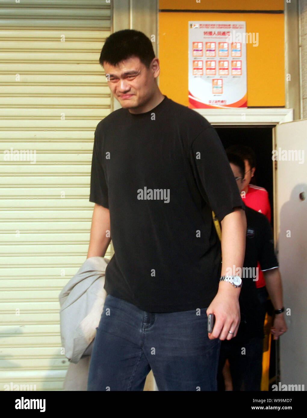 Chinese basketball player Yao Ming (front) is pictured at a training center of China mens basketball team during the Asian Basketball Championship in Stock Photo