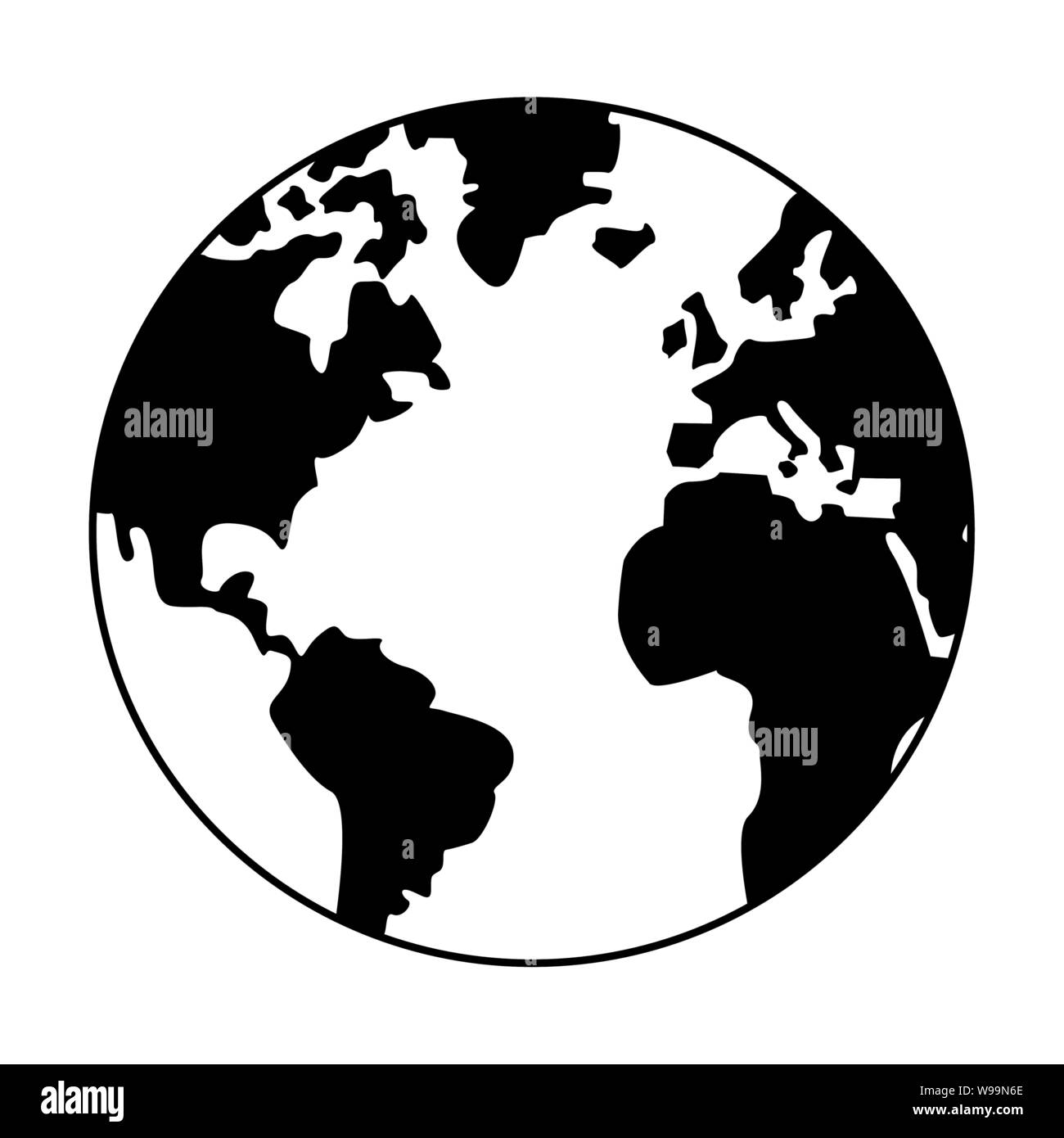 world map earth globe cartoon in black and white Stock Vector Image & Art -  Alamy
