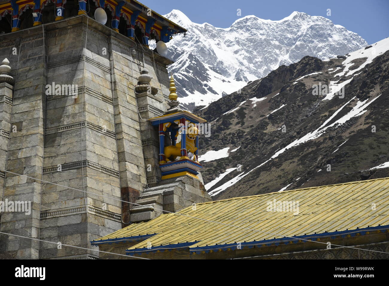 Holy Hindu Temple of Lord Shri Kedarnath Shankar Bholenath Temple 2019 view in Chamoli/Rudraprayag District , Uttrakhand , India , Asia Stock Photo