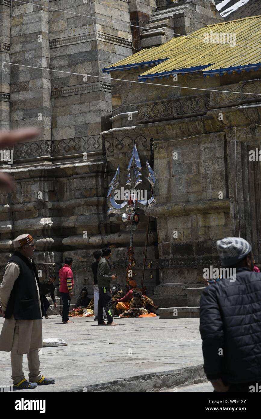 Holy Hindu Temple of Lord Shri Kedarnath Shankar Bholenath Temple 2019 view in Chamoli/Rudraprayag District , Uttrakhand , India , Asia Stock Photo