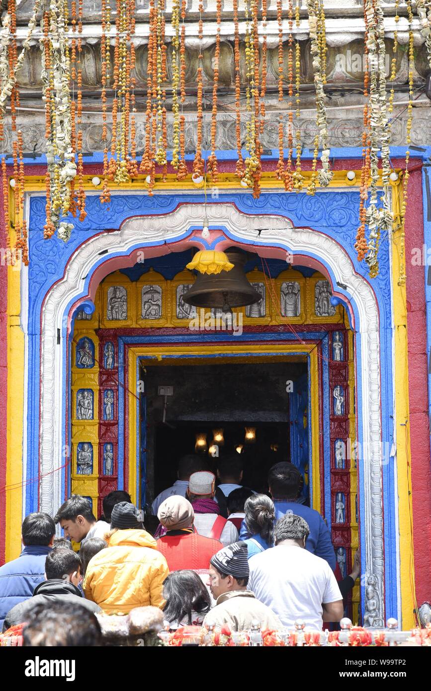 Holy Hindu Temple of Lord Shri Kedarnath Shankar Bholenath Temple 2019 view in Chamoli/Rudraprayag District , Uttrakhand , India , Asia Stock Photo