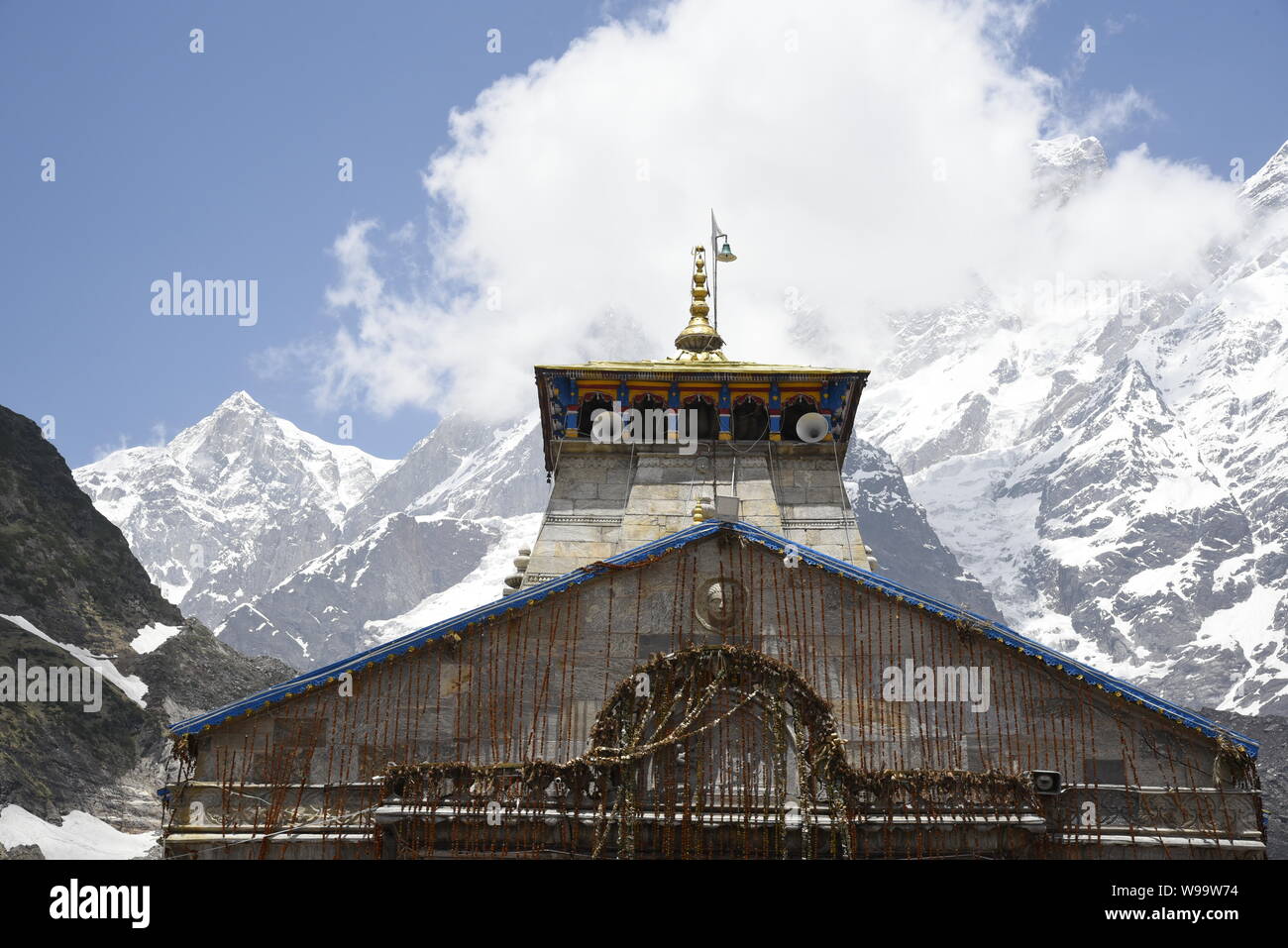 Holy Hindu Temple of Lord Shri Kedarnath Shankar Bholenath Temple 2019 view in Chamoli/Rudraprayag District , Uttrakhand , India , Asia Stock Photo