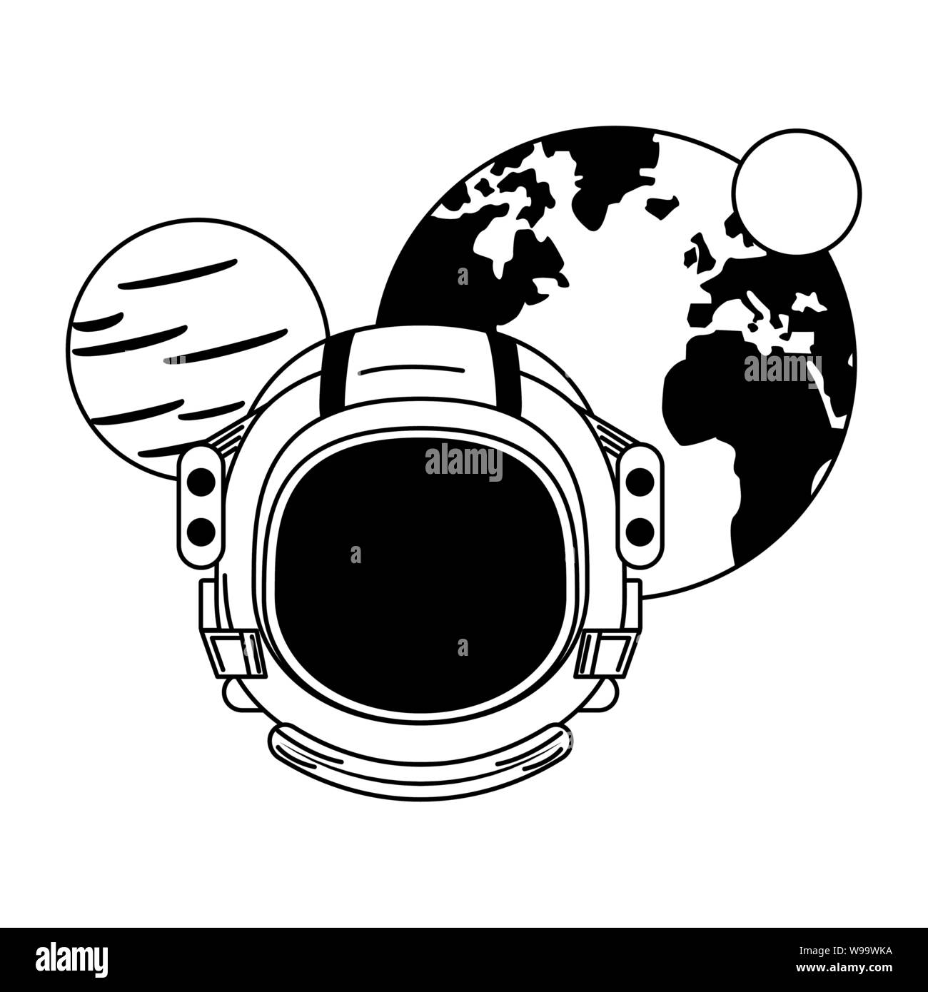 universe space galaxy astronomy cartoon in black and white Stock Vector ...