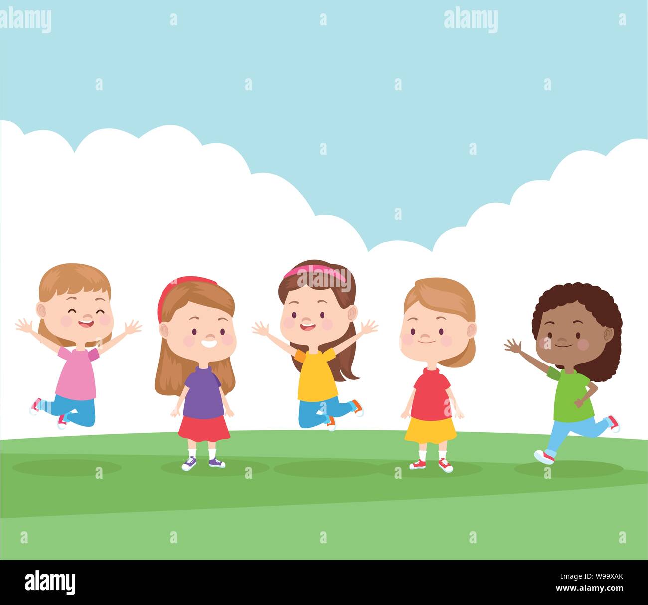 Kids playing and smiling in the park Stock Vector Image & Art - Alamy