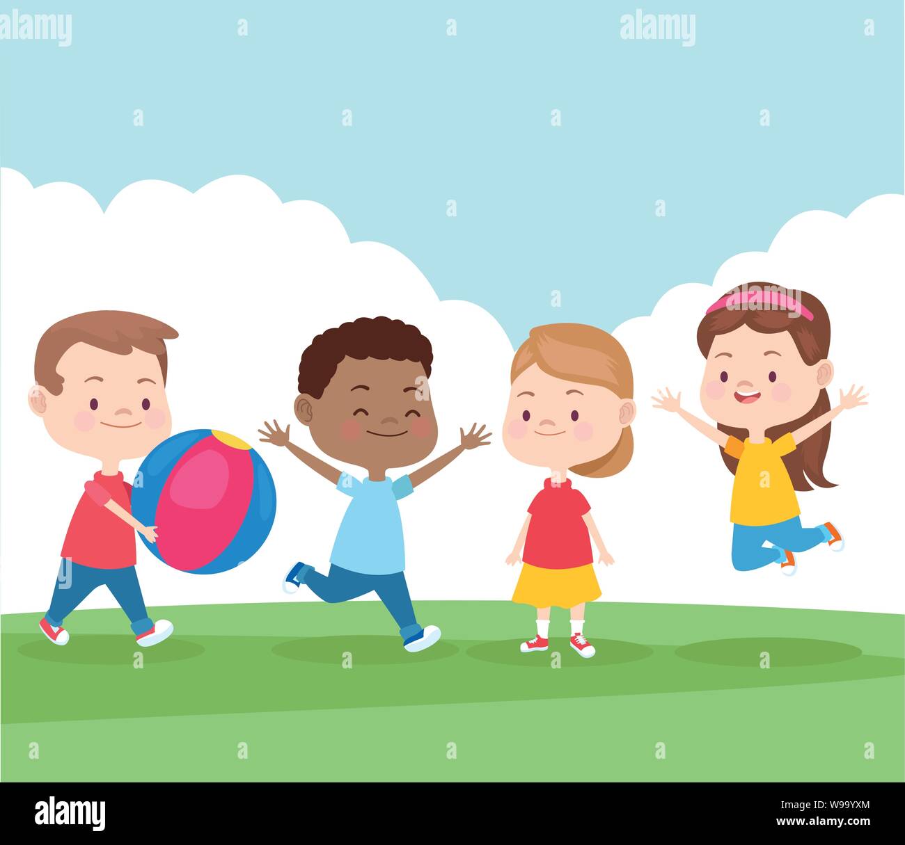 Kids playing and smiling in the park Stock Vector Image & Art - Alamy