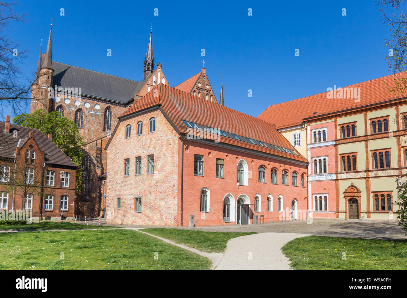 Colorful buildings of the Furstenhof palace in Wismar, Germany Stock Photo