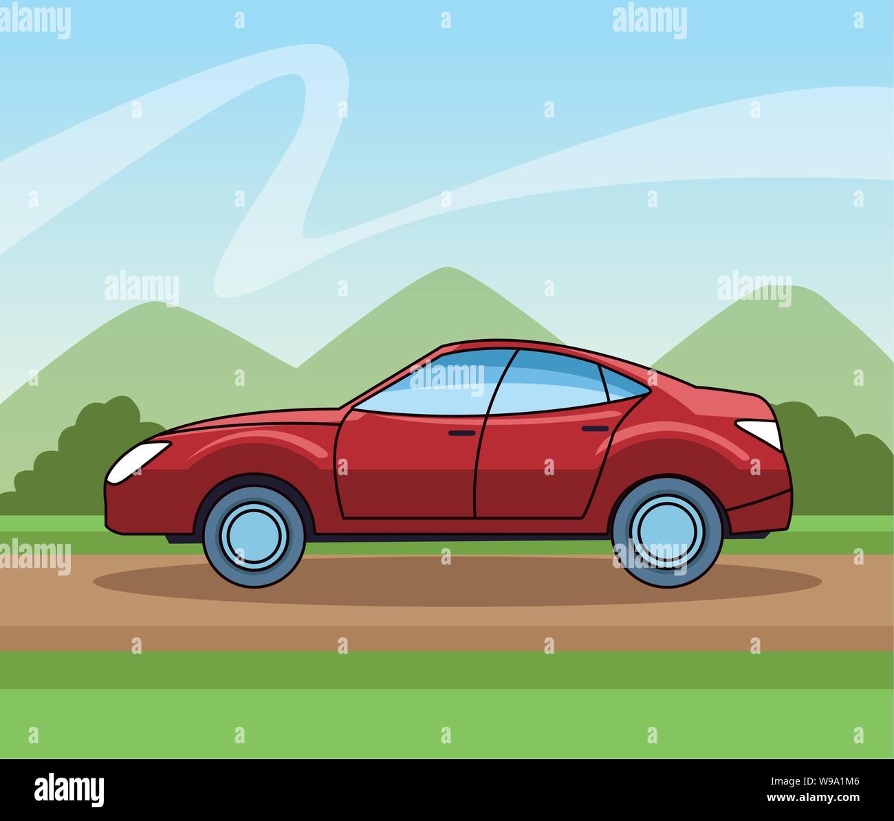 Modern sedan red car vehicle sideview Stock Vector Image & Art - Alamy