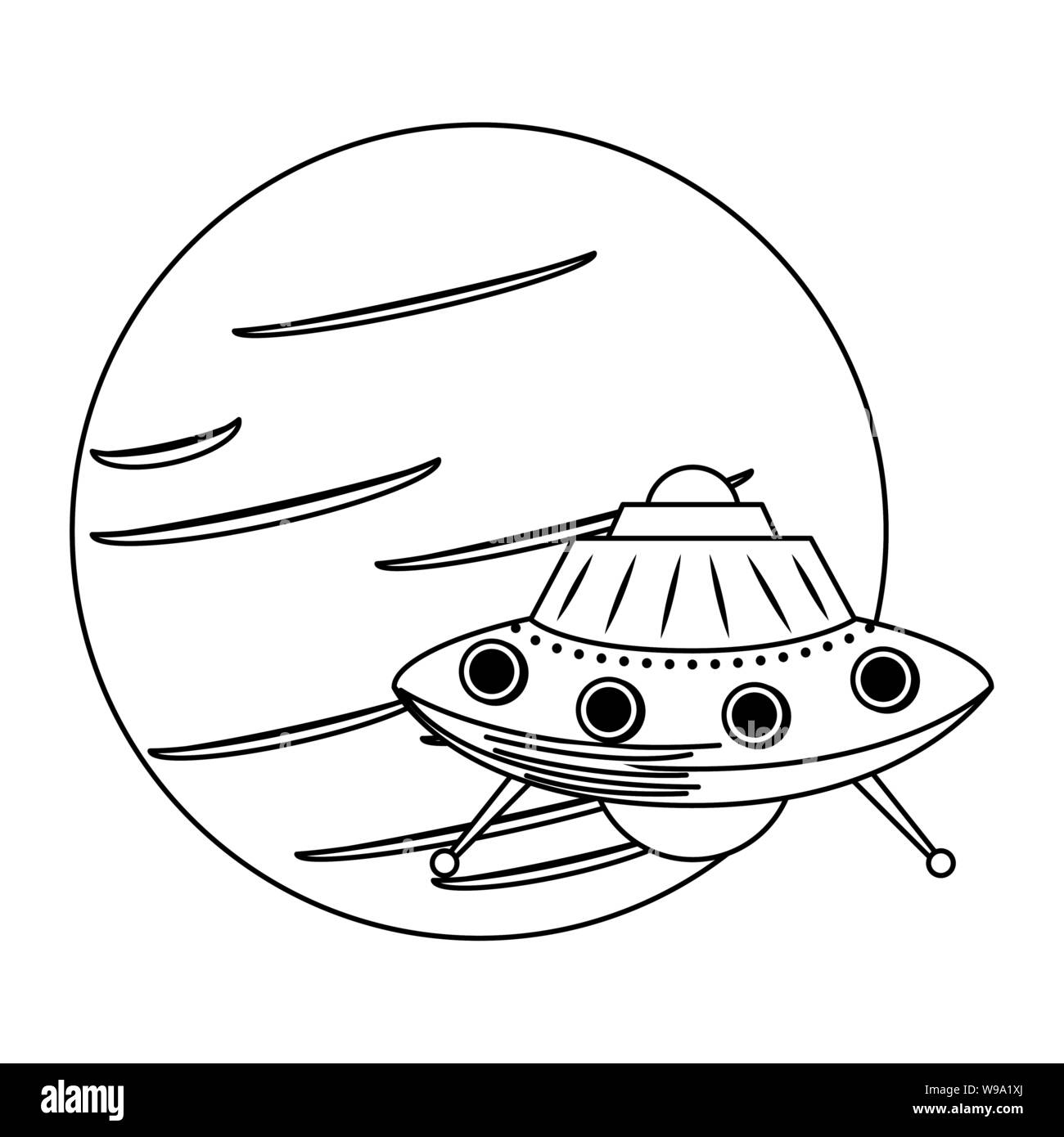 universe space galaxy astronomy cartoon in black and white Stock Vector ...