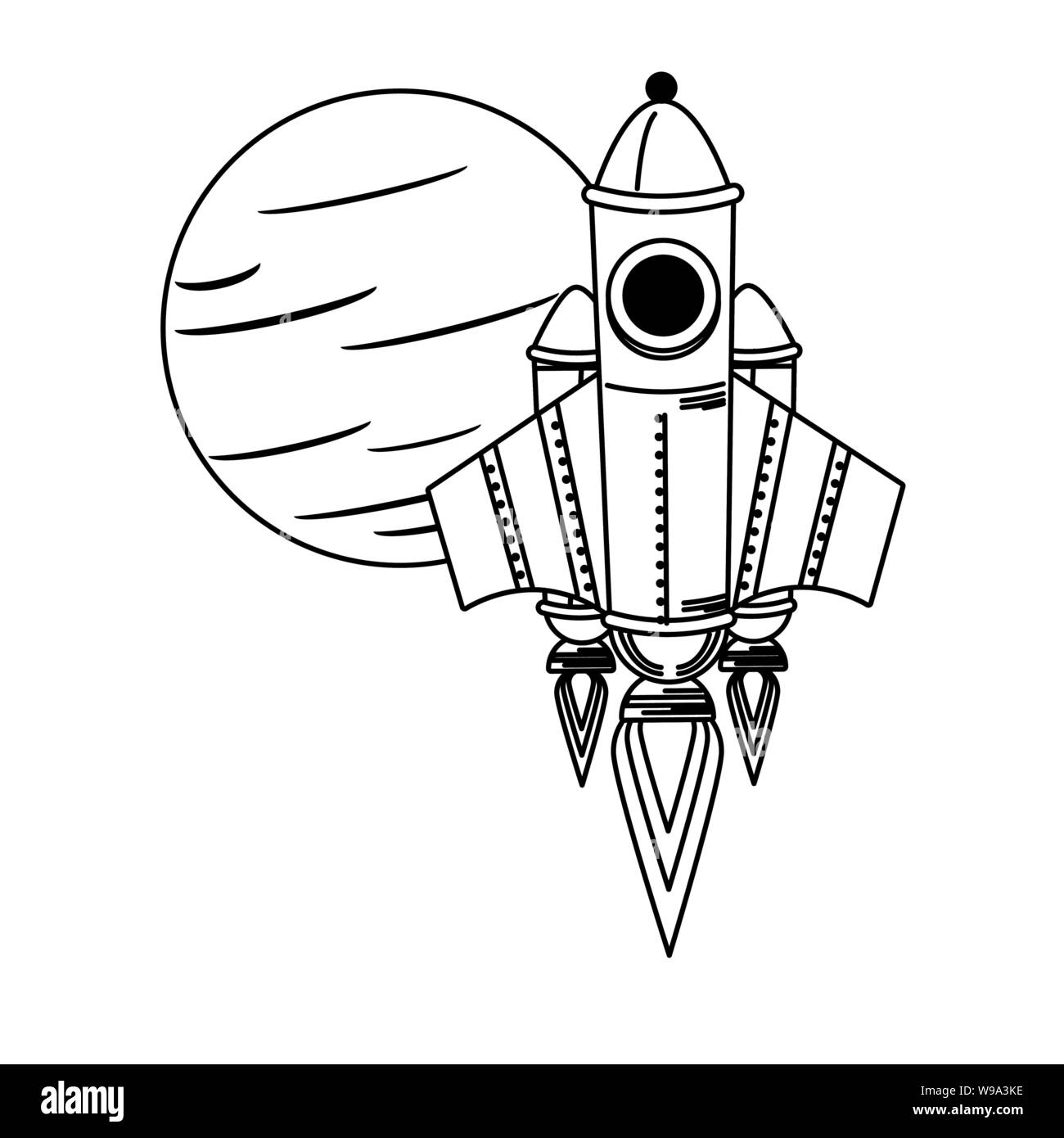 universe space galaxy astronomy cartoon in black and white Stock Vector ...