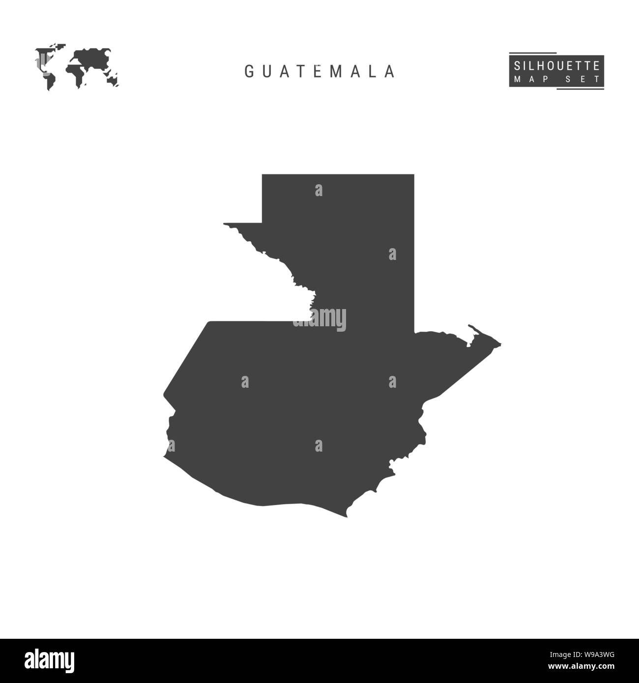 Guatemala Blank Vector Map Isolated on White Background. High-Detailed Black Silhouette Map of Guatemala. Stock Vector