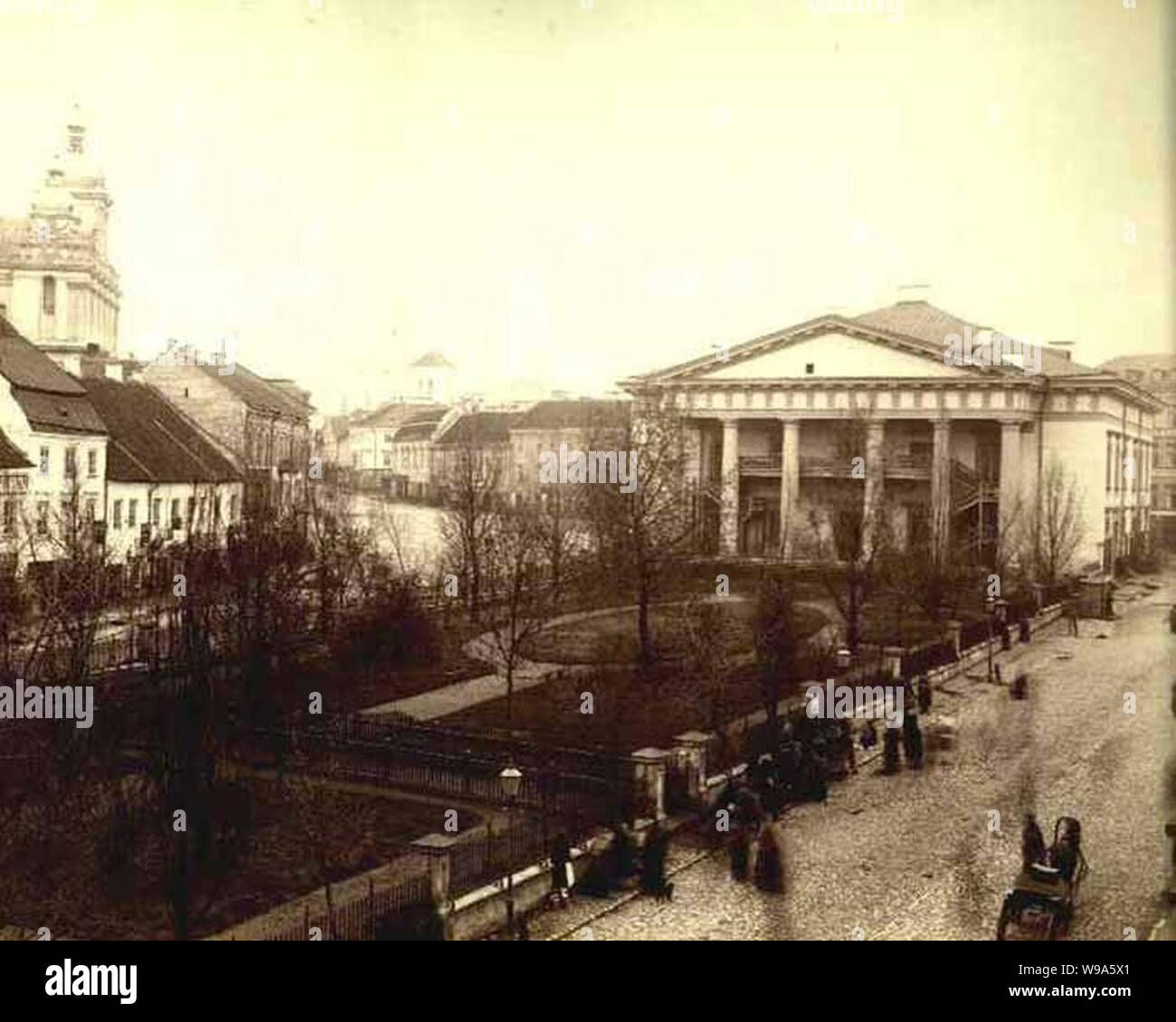 Didždioji gatvė ir Vilniaus rotušė (1877). Stock Photo
