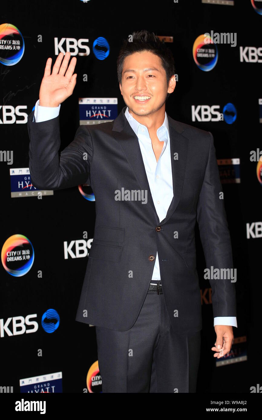 South Korean actor Lee Jung-jin (Lee Jeong-jin) is seen during a press conference for the TV drama, Runaway, in Macao, China, 24 August 2010. Stock Photo