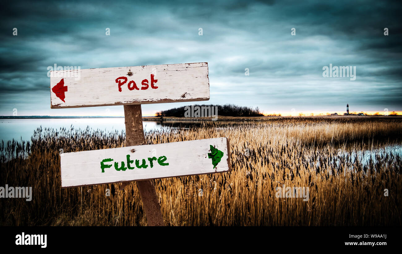 Street Sign the Direction Way to Future versus Past Stock Photo - Alamy