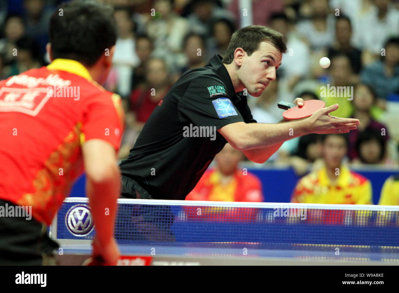 German table tennis player Timo Boll of the World Team competes during