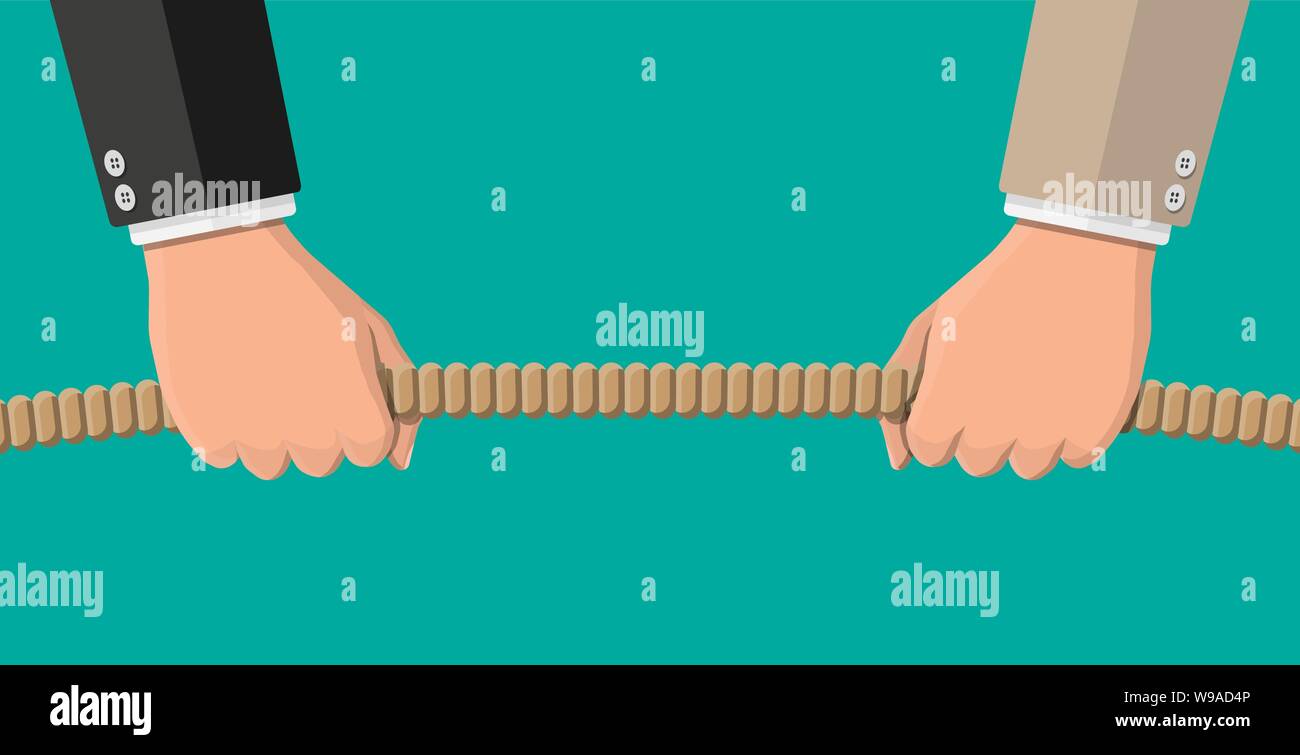 https://c8.alamy.com/comp/W9AD4P/tug-of-war-two-businessmen-pulling-rope-against-each-other-business-target-rivalry-competition-conflict-achievement-goal-and-success-vector-illustration-in-flat-style-W9AD4P.jpg