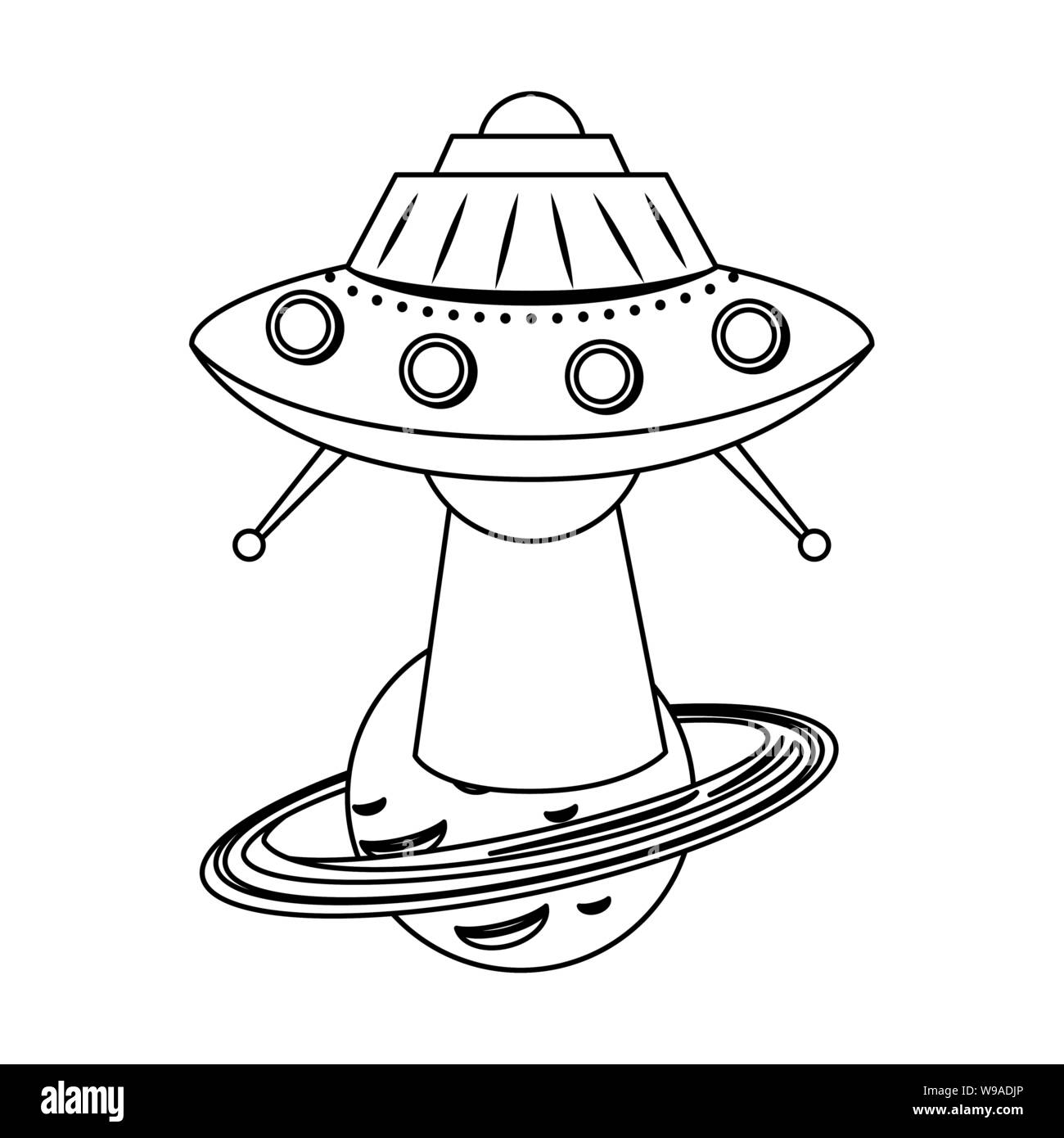 universe space galaxy astronomy cartoon in black and white Stock Vector ...