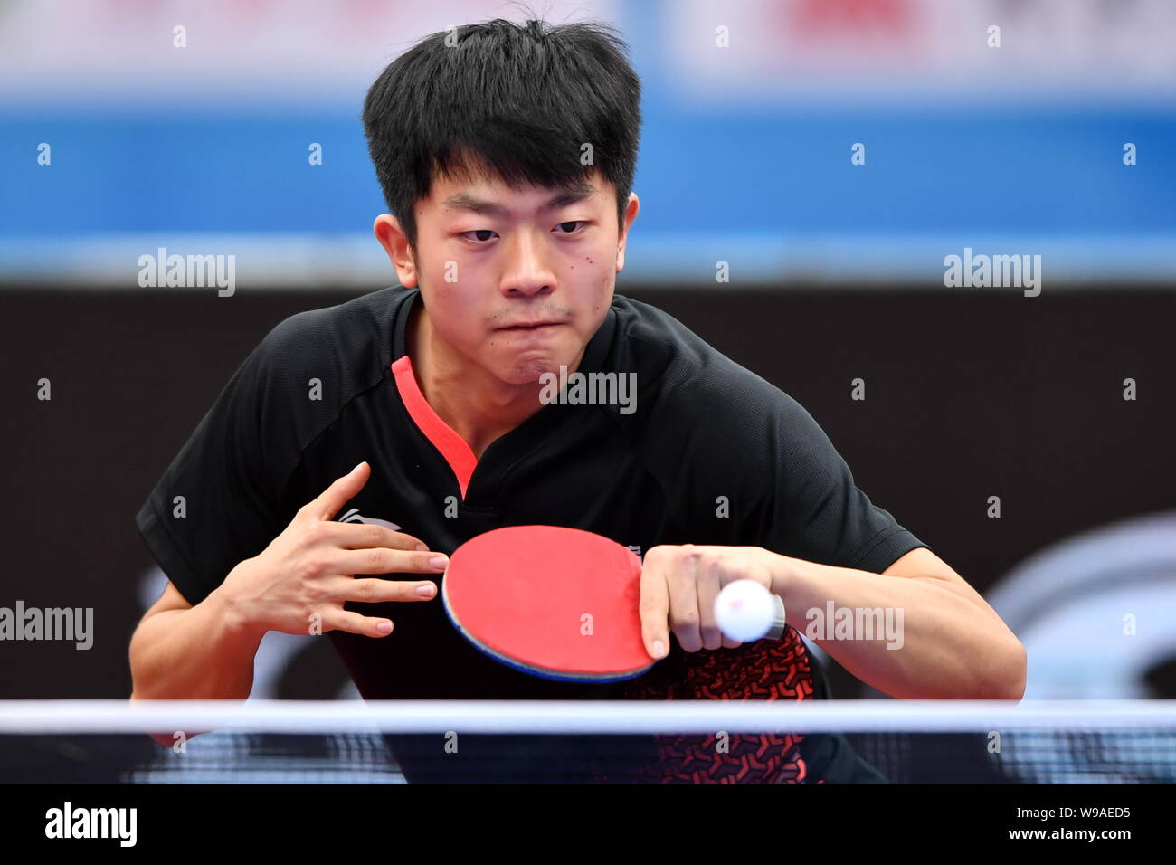 Taiyuan China S Shanxi Province 13th Aug 2019 Yuan Licen Of Liaoning Province Delegation Competes During The Men S Team Table Tennis Bronze Medal Team Match Between Liaoning Province Delegation And Hebei Province Delegation