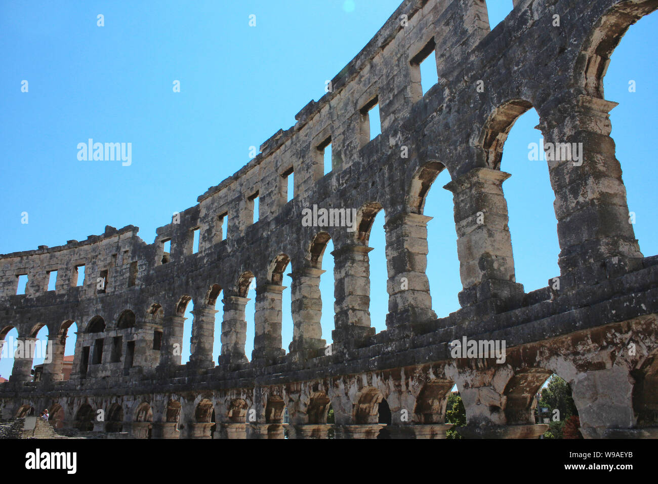 Pula, amphitheater, ancient Roman city, Istria, Croatia, touristic place Stock Photo