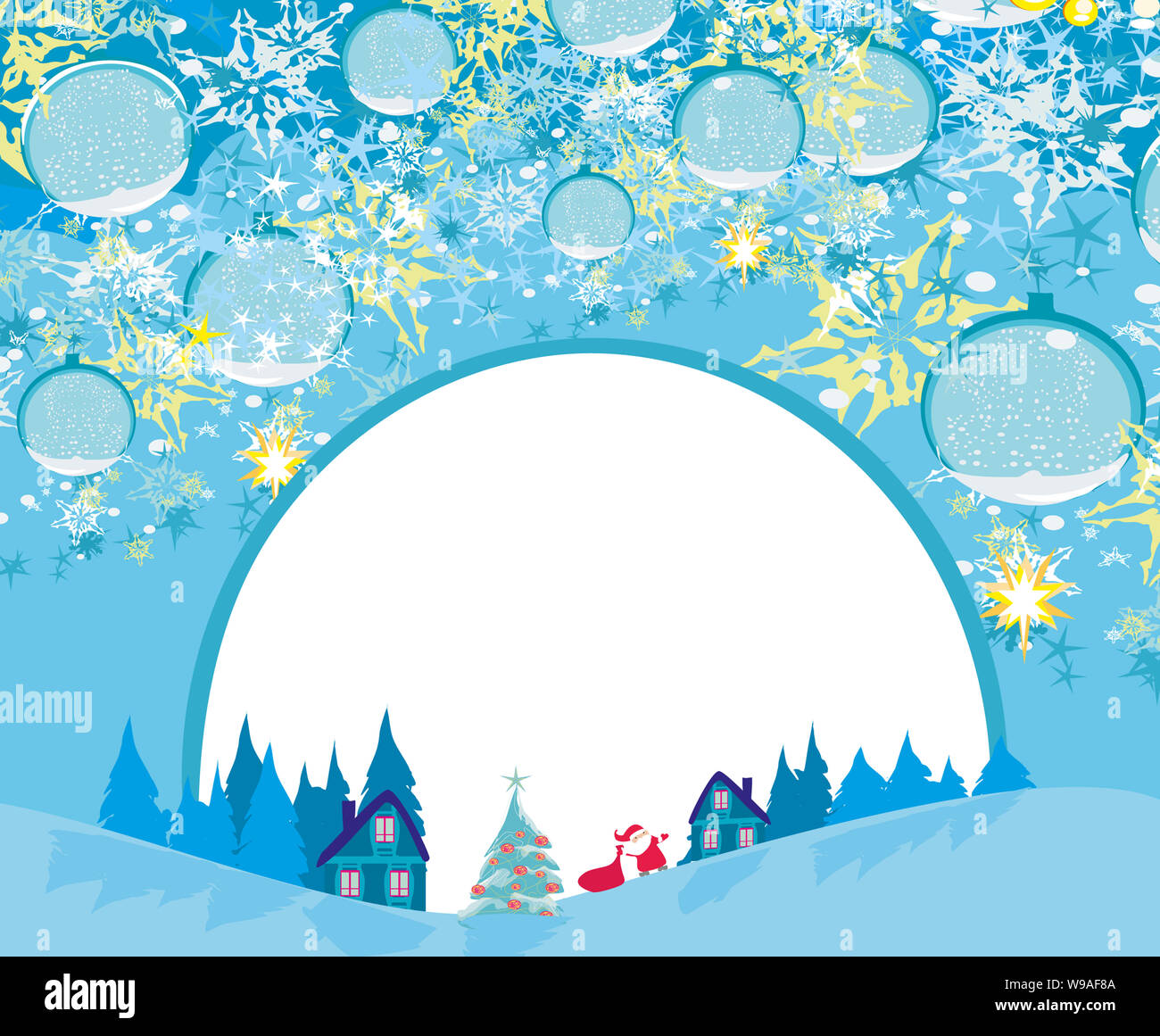 Winter landscape card with Santa Stock Photo - Alamy