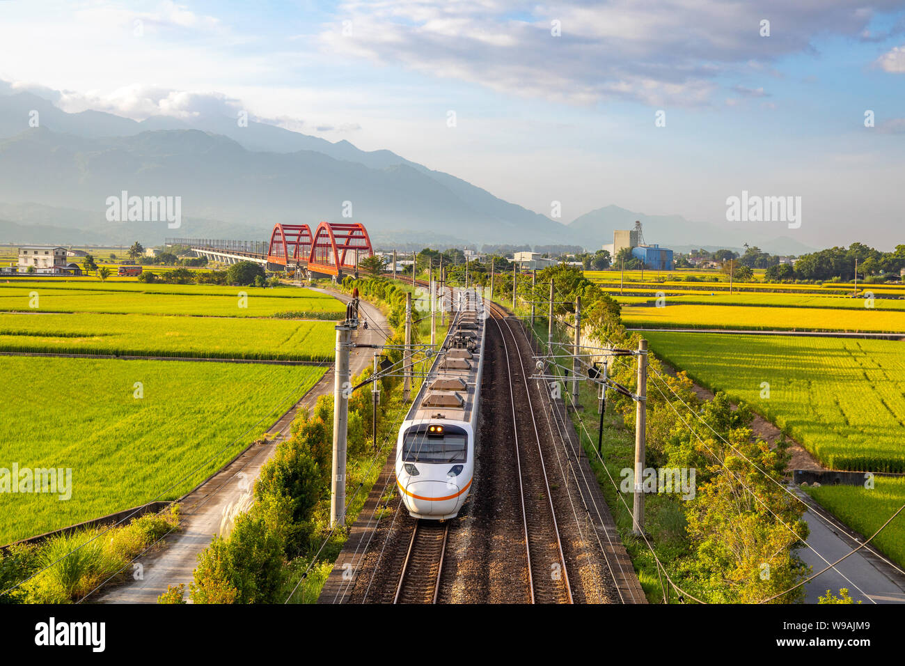 train on the field in yuli, hualien, taiwan Stock Photo