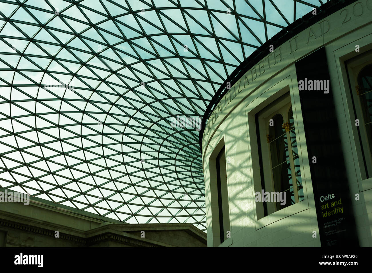 The glass roof of the British Musem designed by Norman Foster in London ...