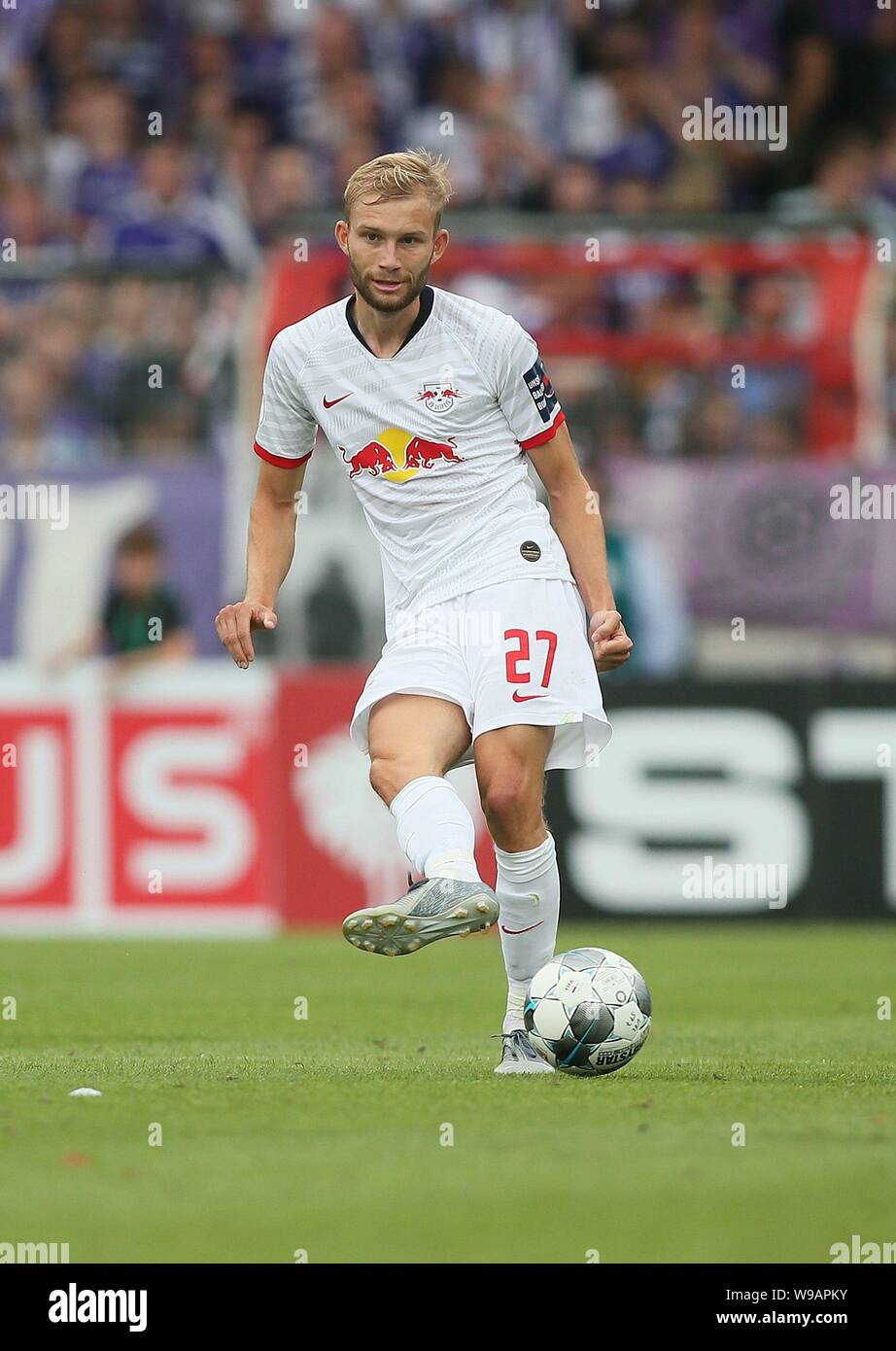 Osnabruck, Deutschland. 11th Aug, 2019. firo: 11.08.2019, football, season  2019/2020, DFB Cup, VfL Osnabruck - RB Leipzig, single action, Konrad  LAIMER, RB Leipzig, full figure, according to the defaults of the DFL