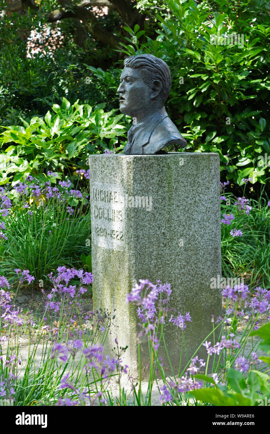 Bust of Michael Collins in Merrion Square Park, Dublin, Ireland. Stock Photo