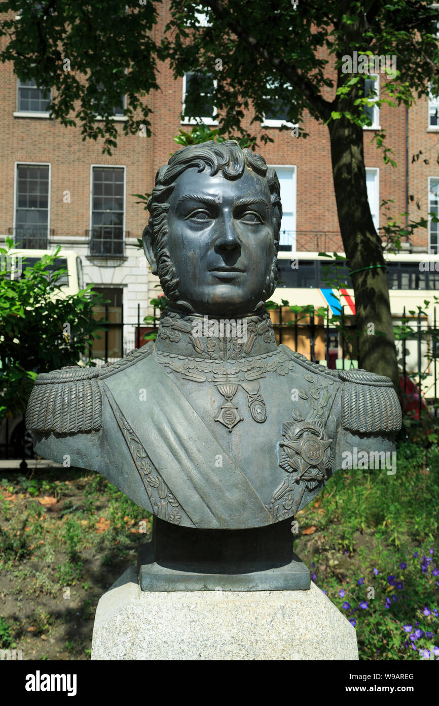 Bust of Bernardo O'Higgins (1778–1842) in Merrion Square Park, Dublin, Ireland. Stock Photo