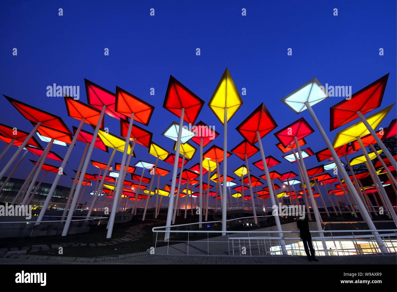 Night view of the Mexico Pavilion in the World Expo Park in Shanghai
