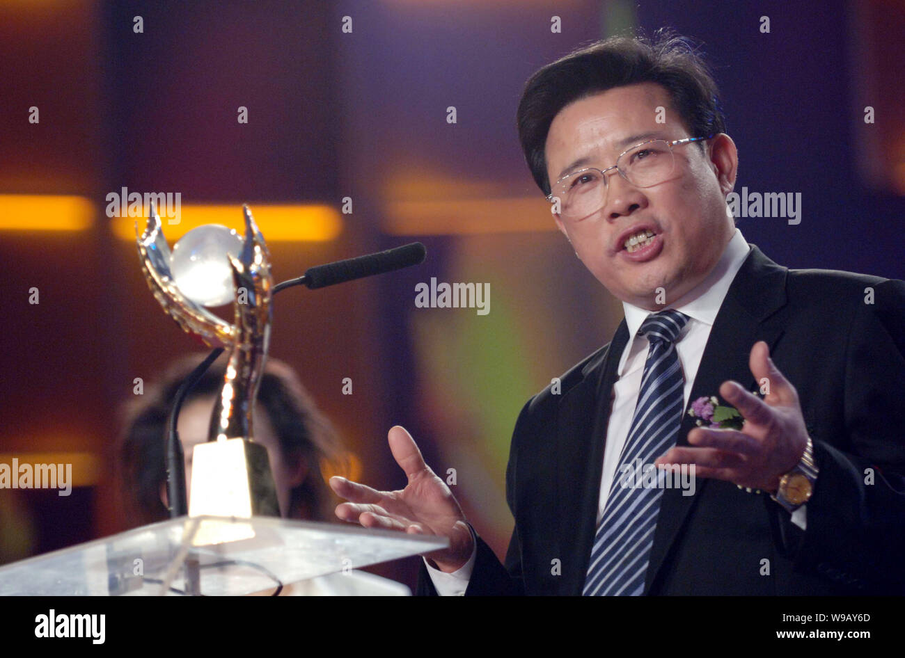 –FILE–Liang Wengen, Chairman of Sany Group, speaks at the 2005 CCTV