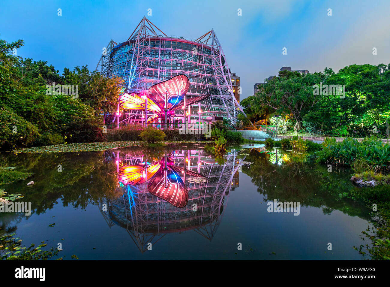 Taichung, Taiwan - June 16, 2018: The tropical Rain Forest Greenhouse near National Museum of Natural Science in taichung Stock Photo