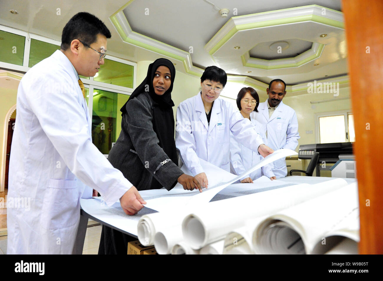 FILEChinese engineers from the Zhongyuan Petroleum Exploration Bureau (ZPEB) of Sinopec and