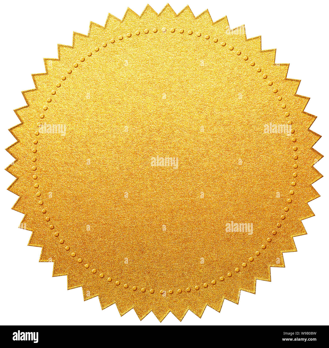 Gold paper diploma or certificate seal isolated Stock Photo