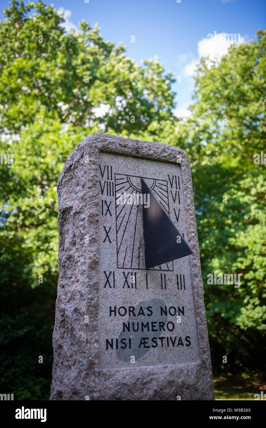The protagonist for Daylight Saving Time William Willett memorial sundial in Petts Wood, Kent, UK Stock Photo