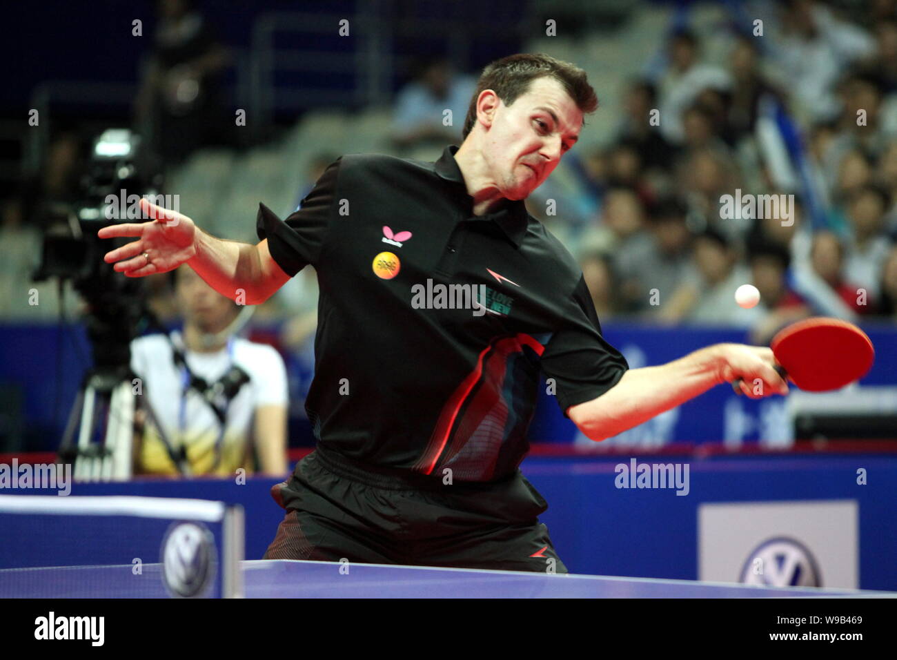 German table tennis player Timo Boll of the World Team competes during