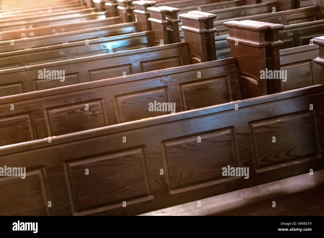Cathedral Pews Rows Of Benches In Christian Church Heavy Solid
