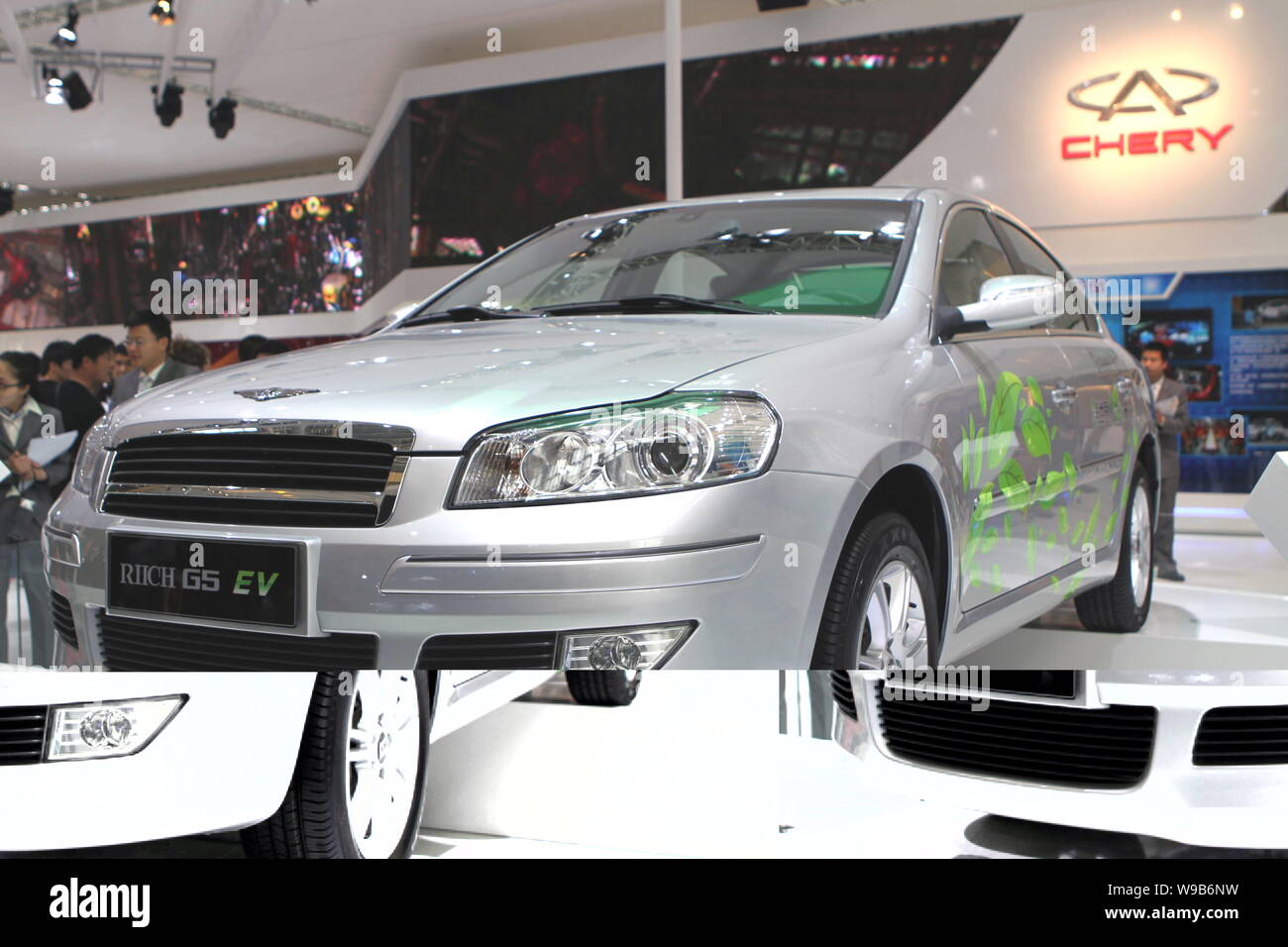 A Chery Riich G5 EV is seen on display during an auto show in Beijing, China, April 23, 2010.   Chery Automobile Co., the largest home-grown carmaker Stock Photo