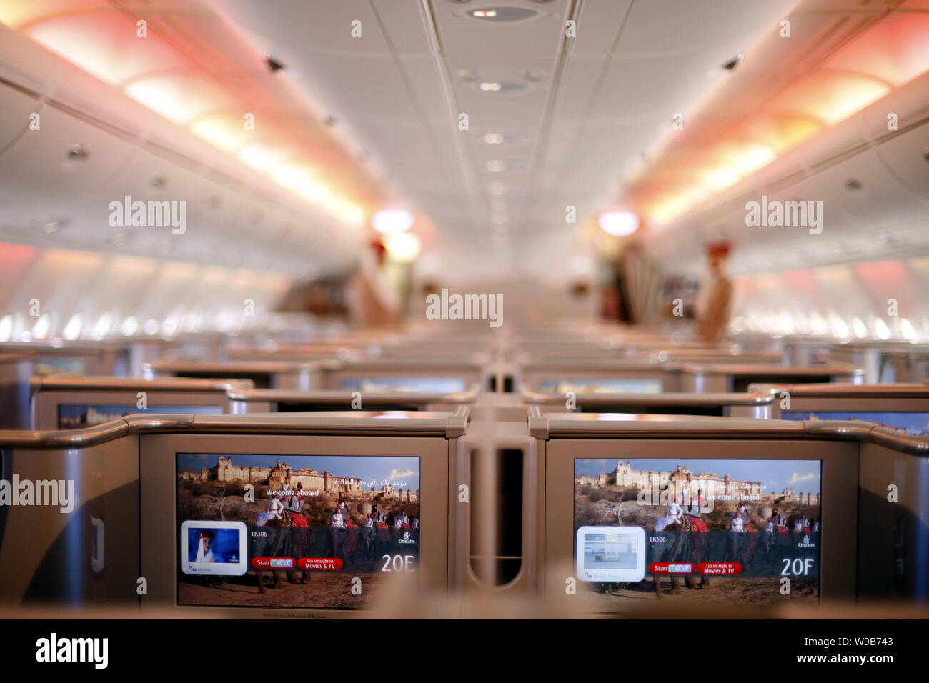 View Of The Interior Of An Airbus A380 Of Emirates At