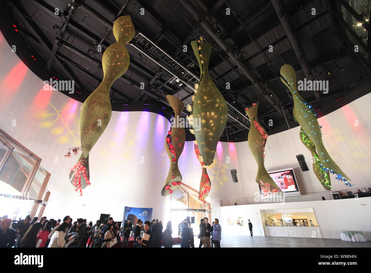 Visitors Look At Decorations Hang From The Ceiling Of The Main