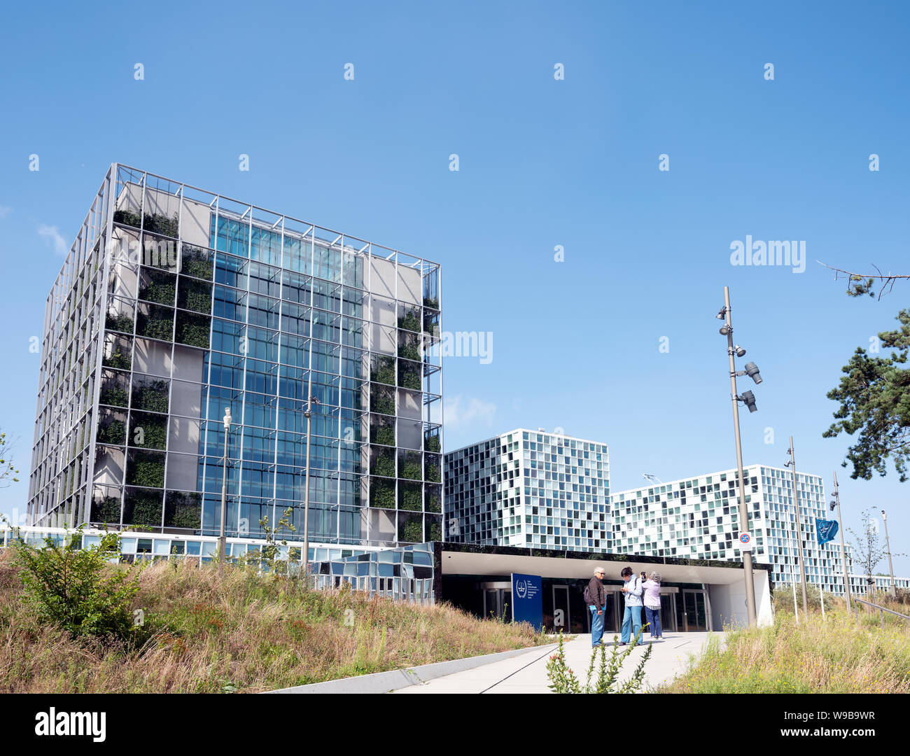 The Hague, Netherlands, 10 august 2019: international criminal court in dutch town of Den Haag under blue sky in summer Stock Photo