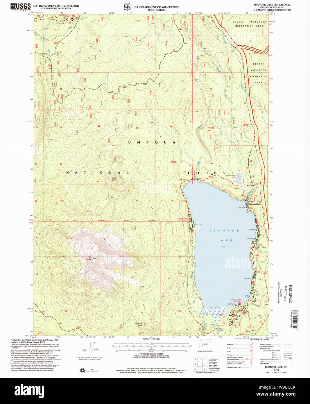 Map of diamond lake oregon hi-res stock photography and images - Alamy