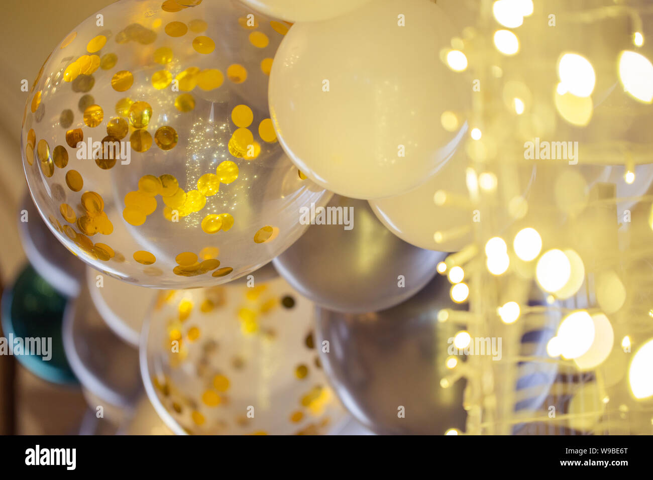 Elegant thank you sign with balloon decorations, perfect for special events and celebrations. Stock Photo