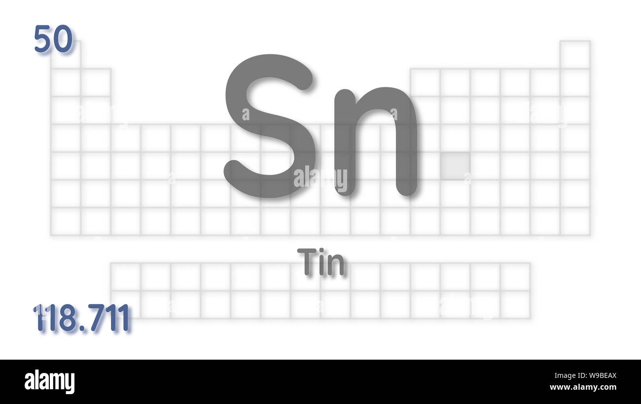 Tin chemical element atomic data and symbol table of elements Stock Photo Alamy