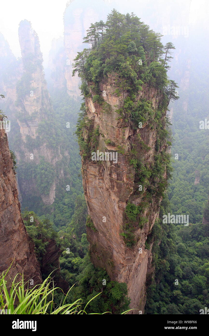 --FILE--View of the Southern Sky Column in Zhangjiajie National Forest Park in Zhangjiajie city, central Chinas Hunan province, 15 June 2008.   A crag Stock Photo