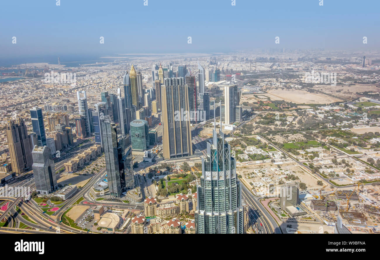 aerial view of Dubai in the United Arab Emirates Stock Photo