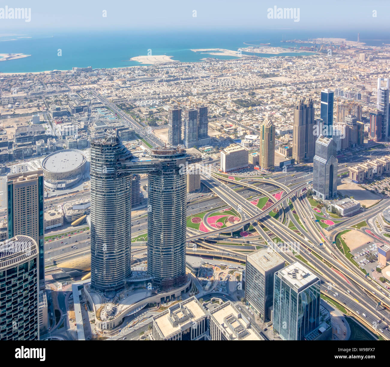 aerial view of Dubai in the United Arab Emirates Stock Photo
