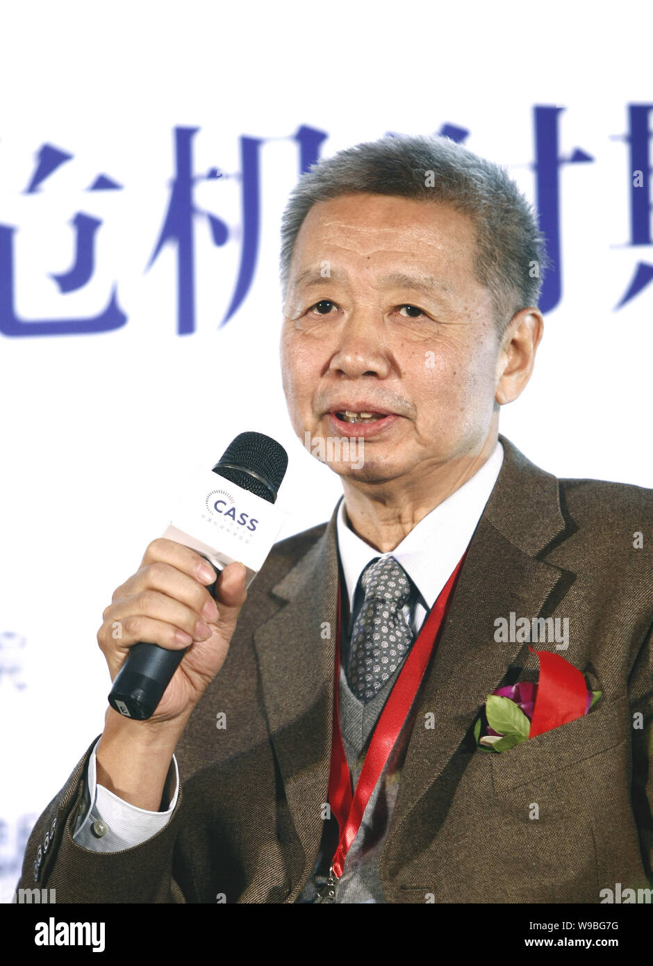 Wang Tongsan, Director of the Institute of Quantitative and Technical Economics of the Chinese Academy of Social Sciences (CASS), speaks at the CASS F Stock Photo