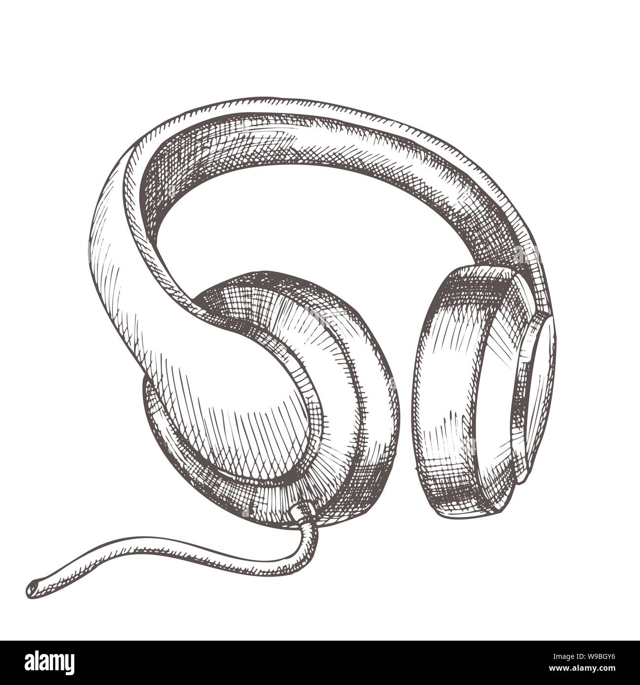 Listening Audio Device Cable Headphones Vector Stock Vector Image & Art ...