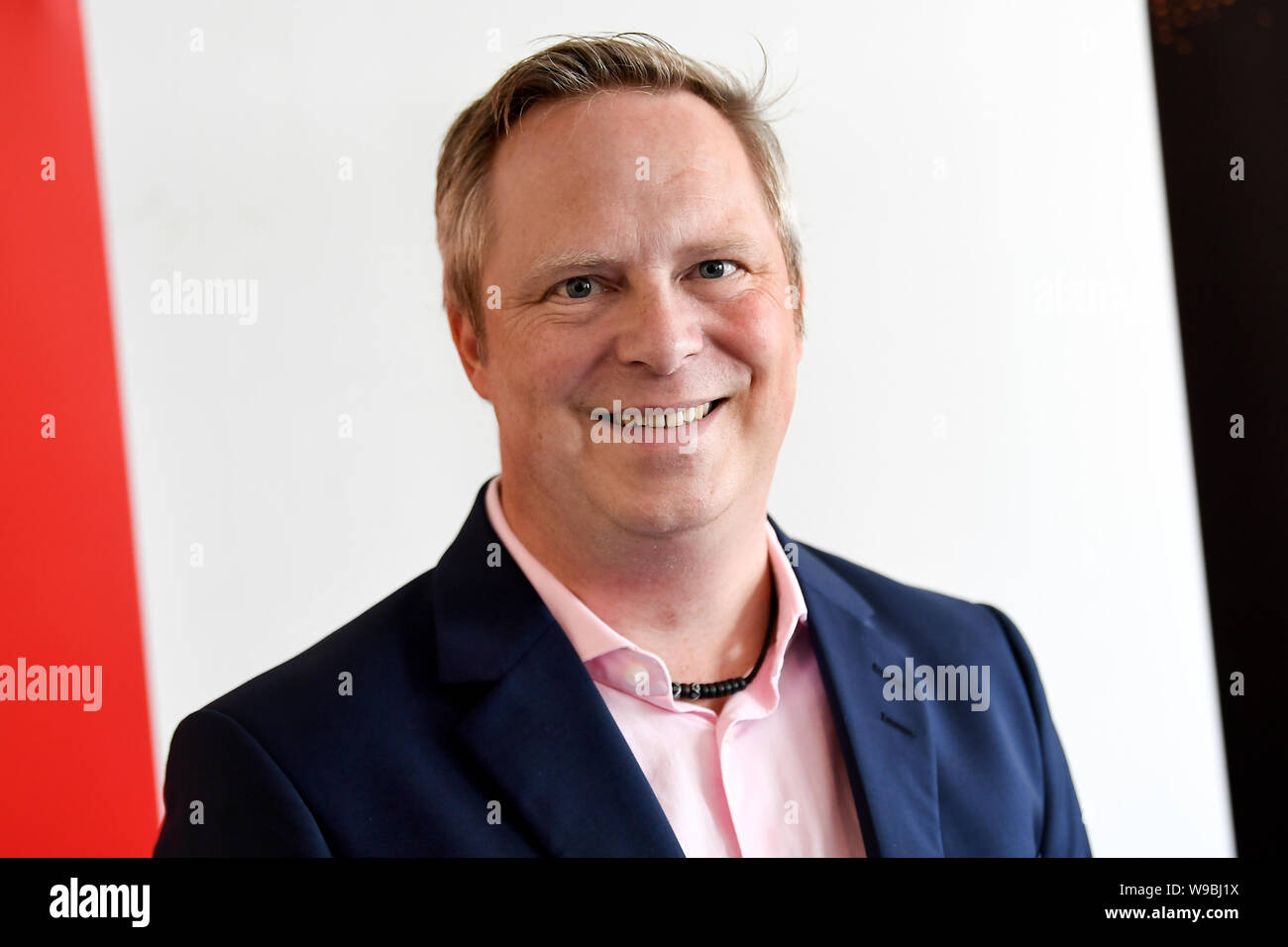 13 August 2019, Berlin: Timo Reinfrank, Managing Director of the Amadeu Antonio Foundation, at a press conference of the Amadeu Antonio Foundation on recommendations for dealing with the AfD. Photo: Britta Pedersen/dpa-Zentralbild/dpa Stock Photo